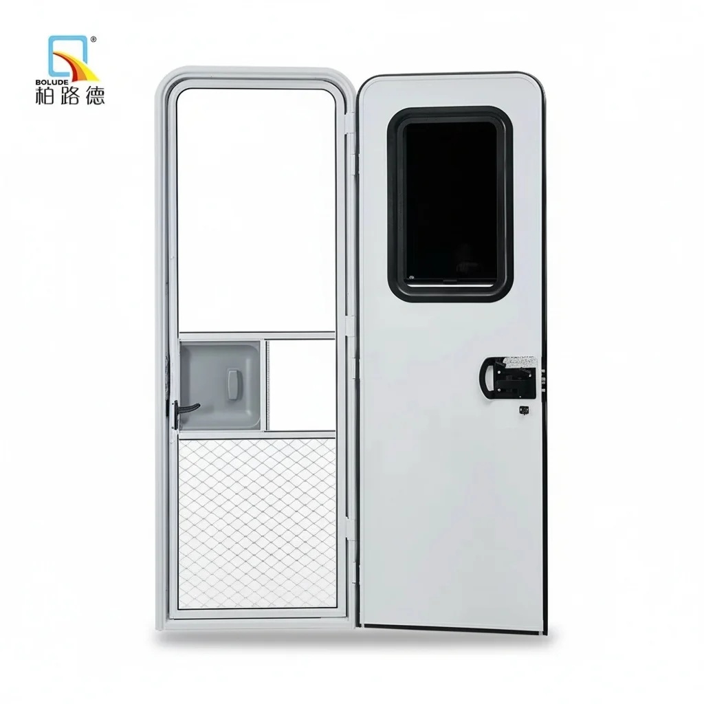RV Entry Door, 622x1822mm Aluminum Alloy Caravan Door with Coded Lock, Toughened Glass, Security Door for Han Teng Happiness e+