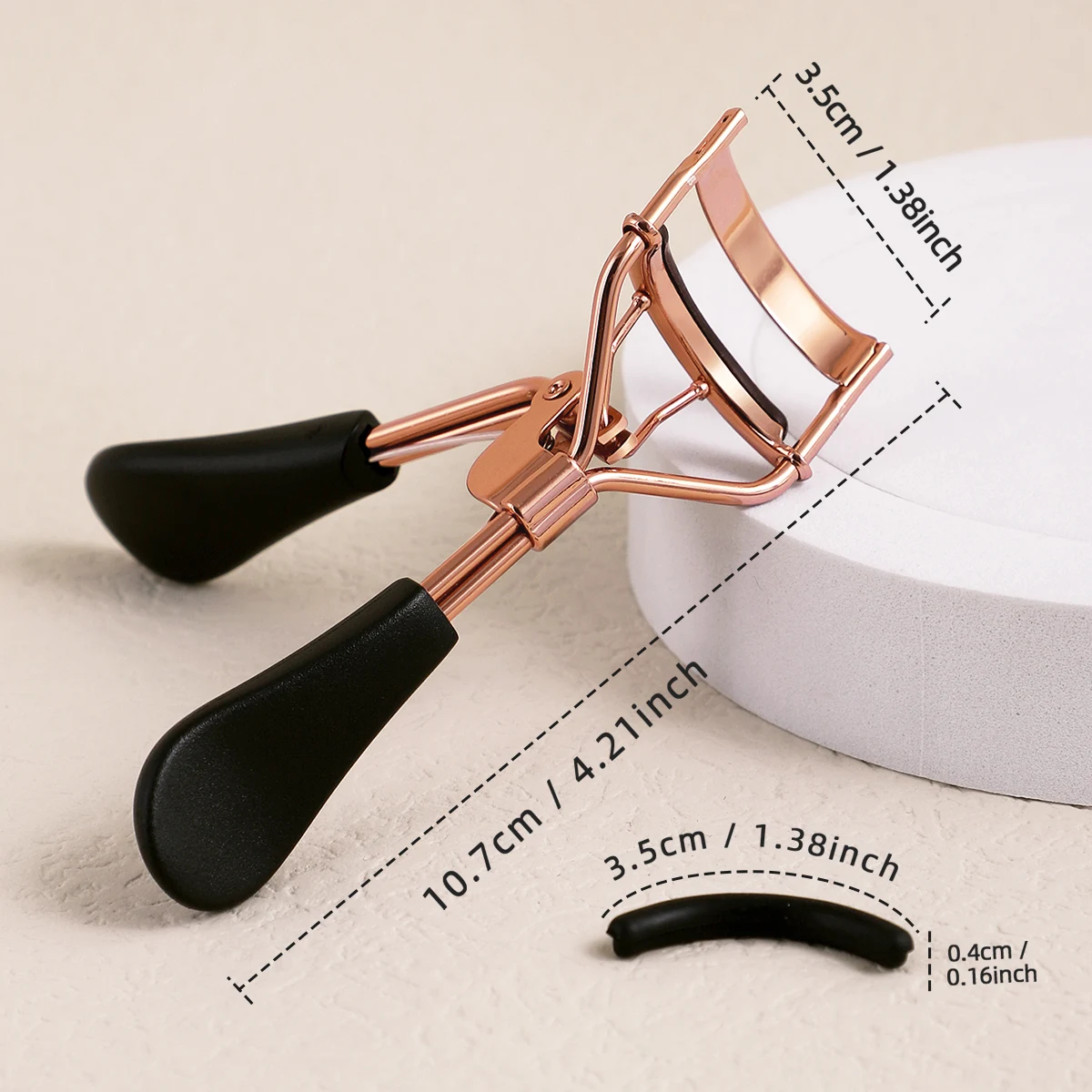 Piegaciglia portatile con 15 cuscinetti in silicone e piegaciglia in acciaio inossidabile, utilizzato per l'estensione delle ciglia e gli strumenti per arricciare