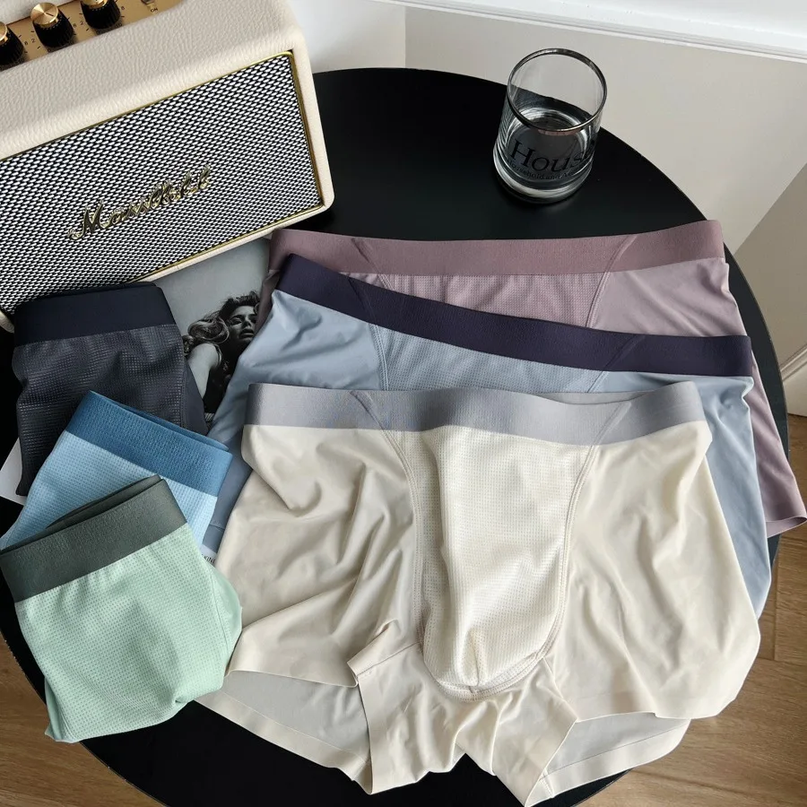 

Летние тонкие дышащие и крутые боксеры, мужское нижнее белье, простой стиль, 100 кг, 7A, антибактериальное нижнее белье из чистого хлопка с промежностью, NS160