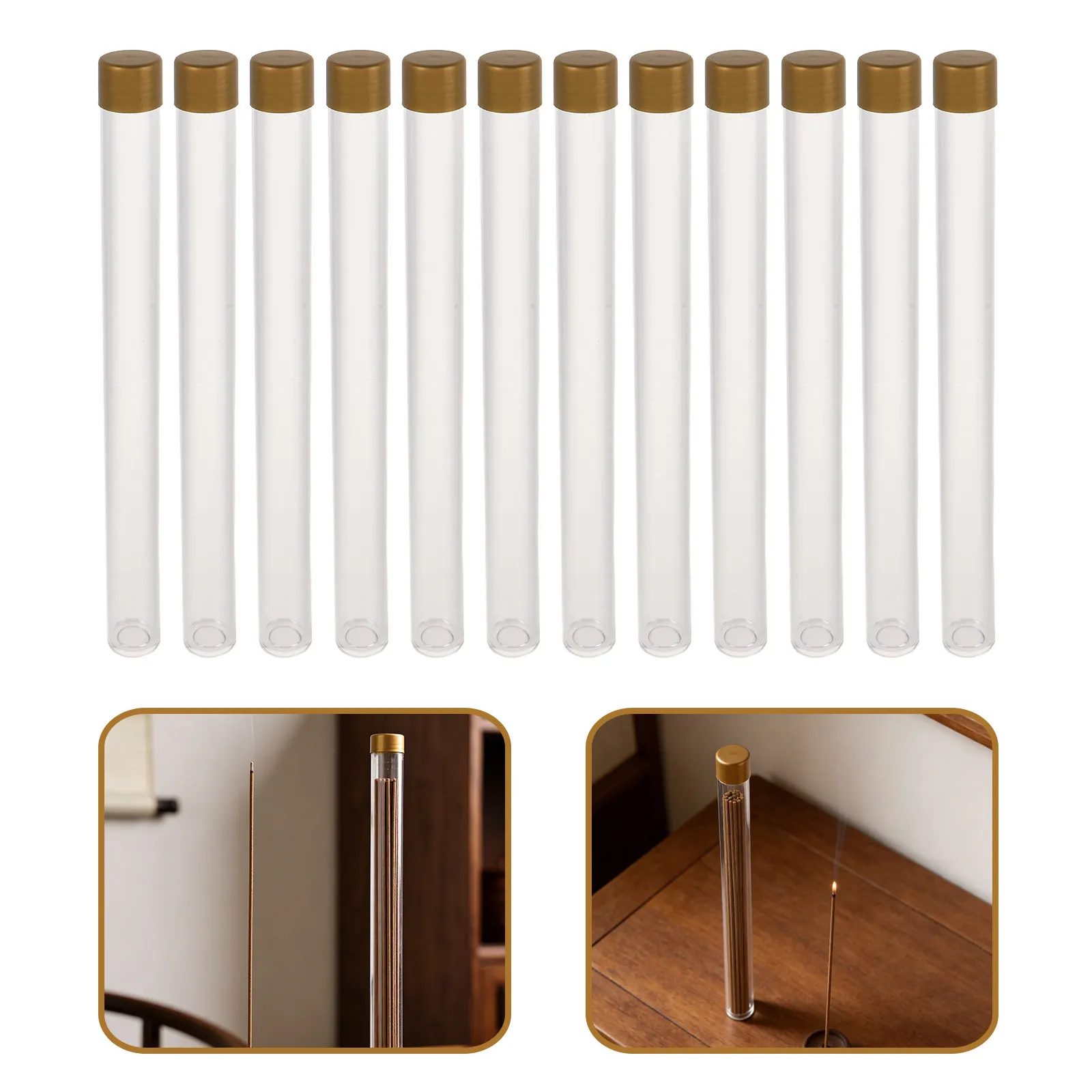 12Pcs Acrylic Incense Sticks Storage Tube Clear Airtight Seal Portable Travel Organizer Container Holder 9.2x0.67 Inch