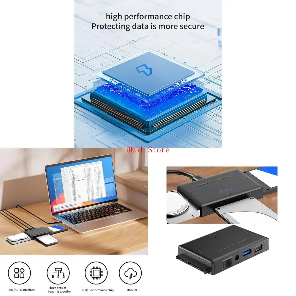 USB3.0 To IDE Converter For 2.5 3.5inch Drive Support Three Hard Disks