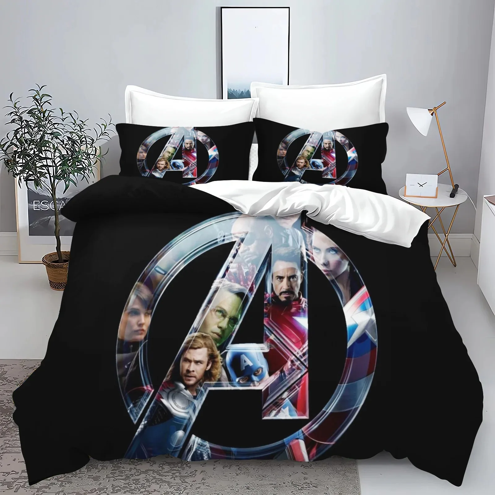 Disney Children Bed Linen,Marvell The Avengers Bedding Set,Cartoon Anime Bed Linen,Duvet Cover and Pillowcase