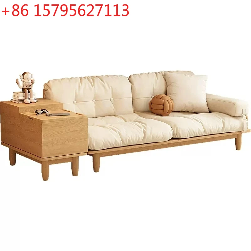 

Japanese-Style Modern Minimalist Living Room Sofa Sofa for Three People Solid Wood Minimalist Fabric Cloud Sofa Band Storage