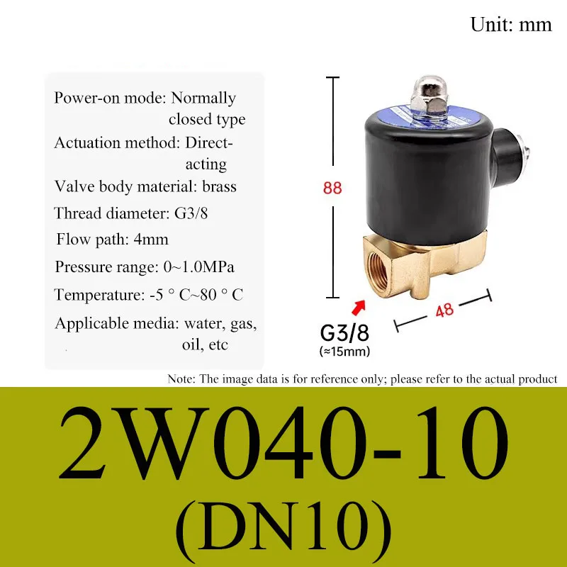 Elektrische magneetklep 1/4" 3/8" 1/2" 3/4" 1" DN8/10/15/20/25/50 Normaal Gesloten Pneumatisch voor Water Olie Lucht 12V 24V 110V 220V