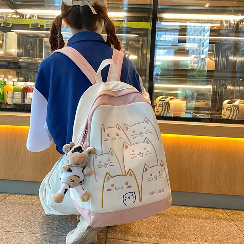 

Cute Backpack High Capacity Women Harajuku School Bag College Lady Kawaii Cartoons Backpack Fashion Book Girl Bag Student