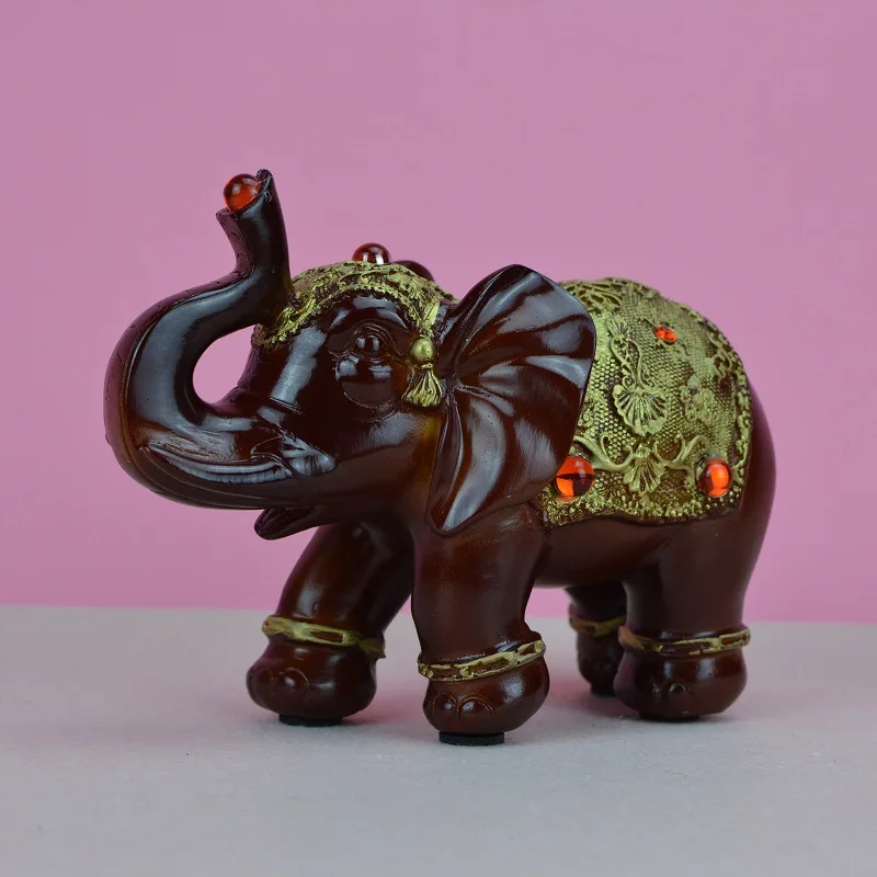 

Elephant Statue Animal Sculpture Resin Figurine Home Room Decoration Crafts Feng Shui Lucky Wealth Ornaments Gift