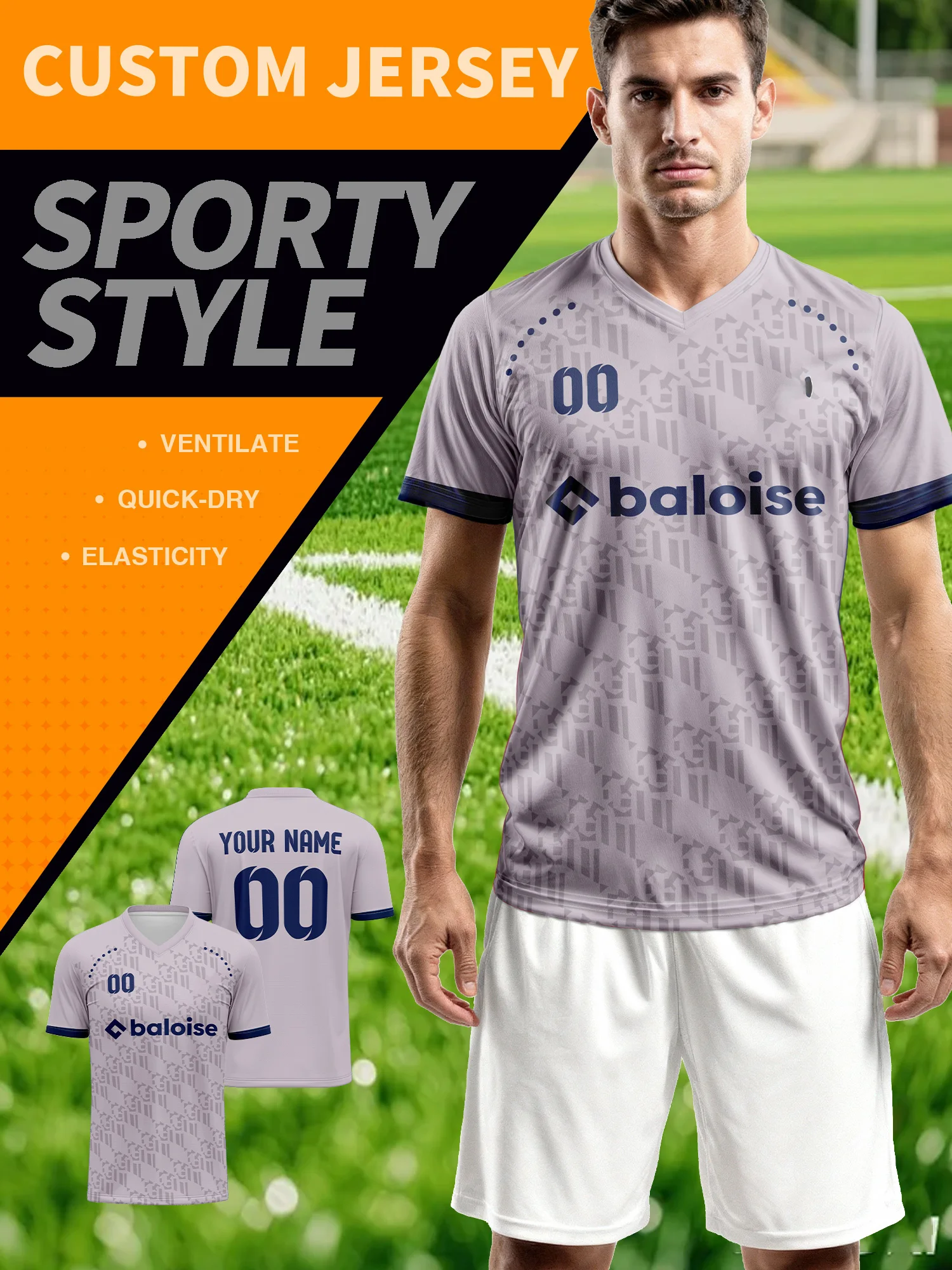 2026 Men's and Women's Customized Name and Number Sports V-Neck Jerseys, Quick-Drying, Fashionable, Sublimation Technology