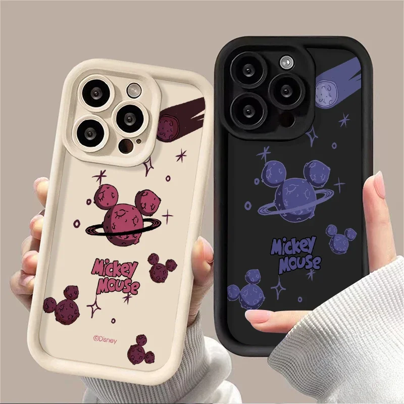 Protective Case For iPhone 16 15 14 13 12 11 Pro Max X XS X S Max XR SE 2020 7 8 Plus iphone16 Disney Mickey Minnie Planet Cover