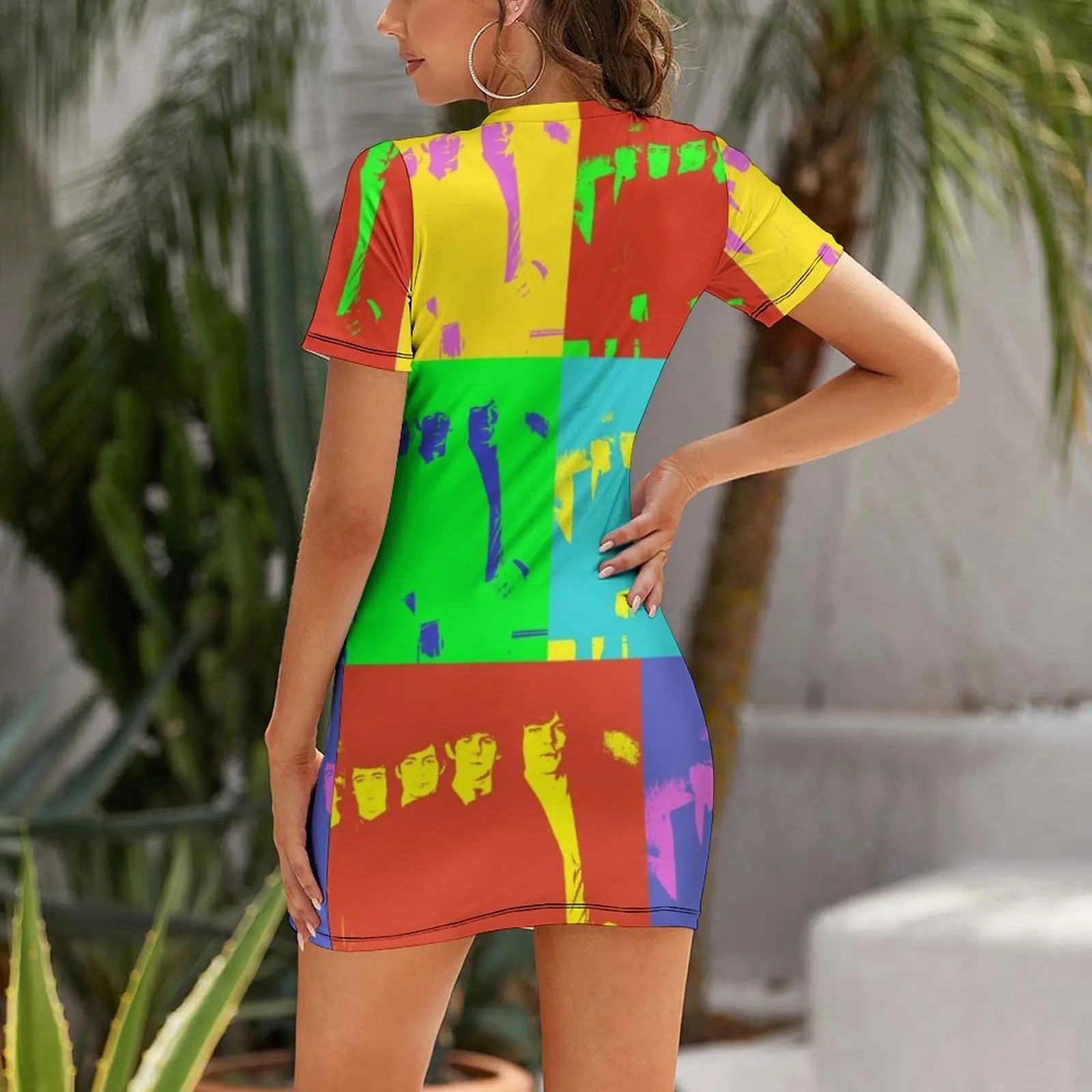 Années 60 Pop Art robe à manches courtes femme vêtements robe de bal 2025 robe d'été femme 2025 dames robes pour femmes 2025