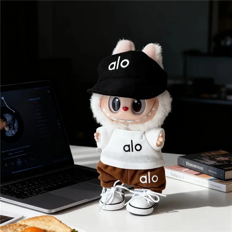 For Labubu Doll Suit 15 17cm Outfit Clothing Tennis Sports T- Shirt Jeans Pants Shoes Baseball Cap Pleated Skirt Knit Clothes