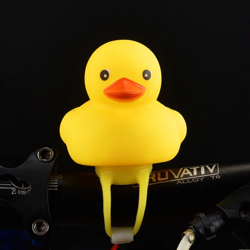 Bicycle Bell Rubber Duck With Helmet Propeller Cool Glasses Bike Horn Glow-In-The-Dark Bike Accessories