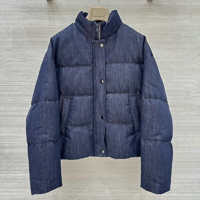 Chaqueta de algodón de alta calidad para mujer con cuello levantado, abrigo sencillo de nueva colección de invierno 2025 para mujer 251213131