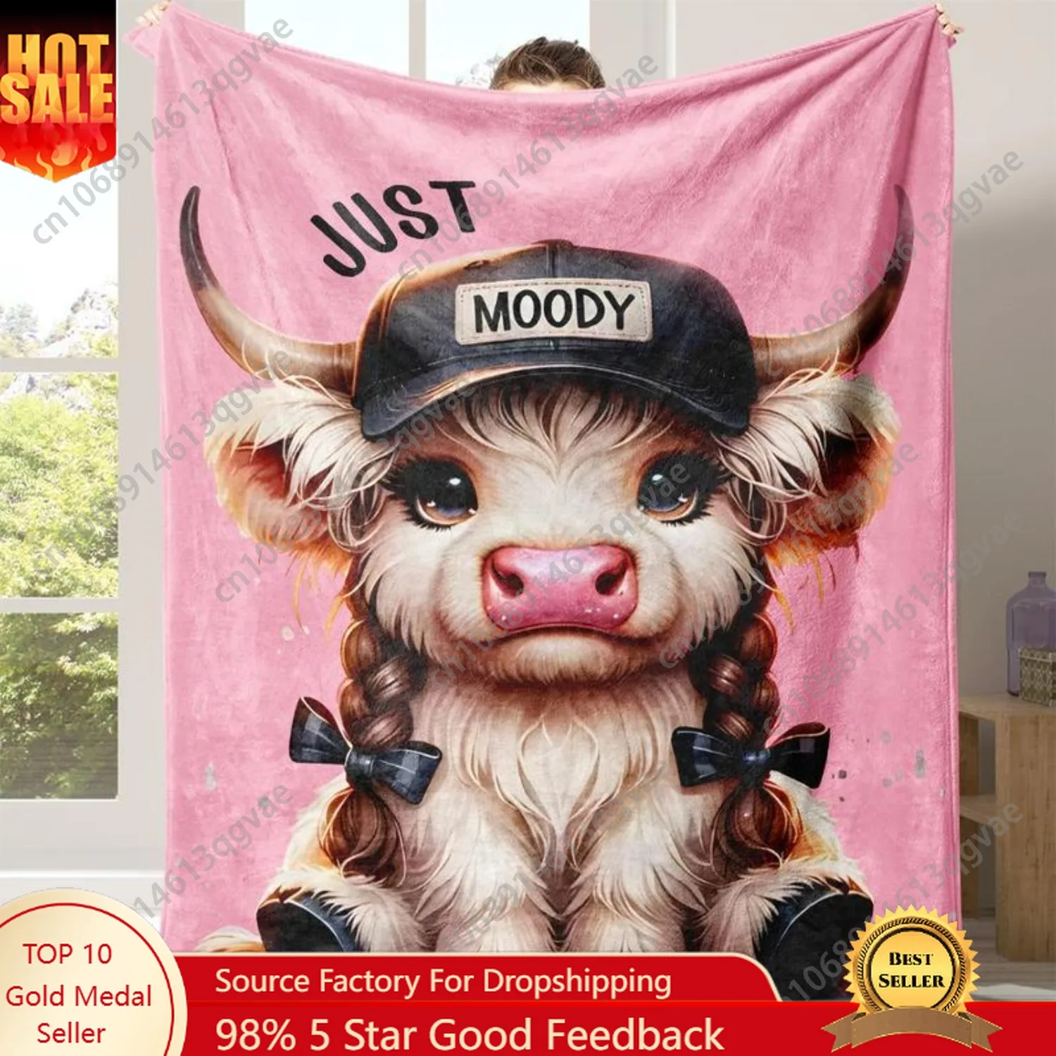 

Cartoon Cow Pattern Blanket Soft Comfortable Throw Blanket for Christmas Gift Warm Nap Blanket for Home Office Travel Camping