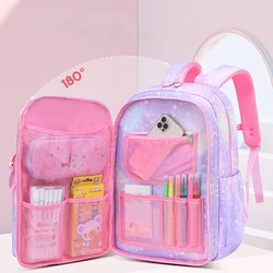 2024 New Primary School Backpack Cute Colorful Bags for Girls Princess School Bags Waterproof Children Rainbow Series Schoolbags