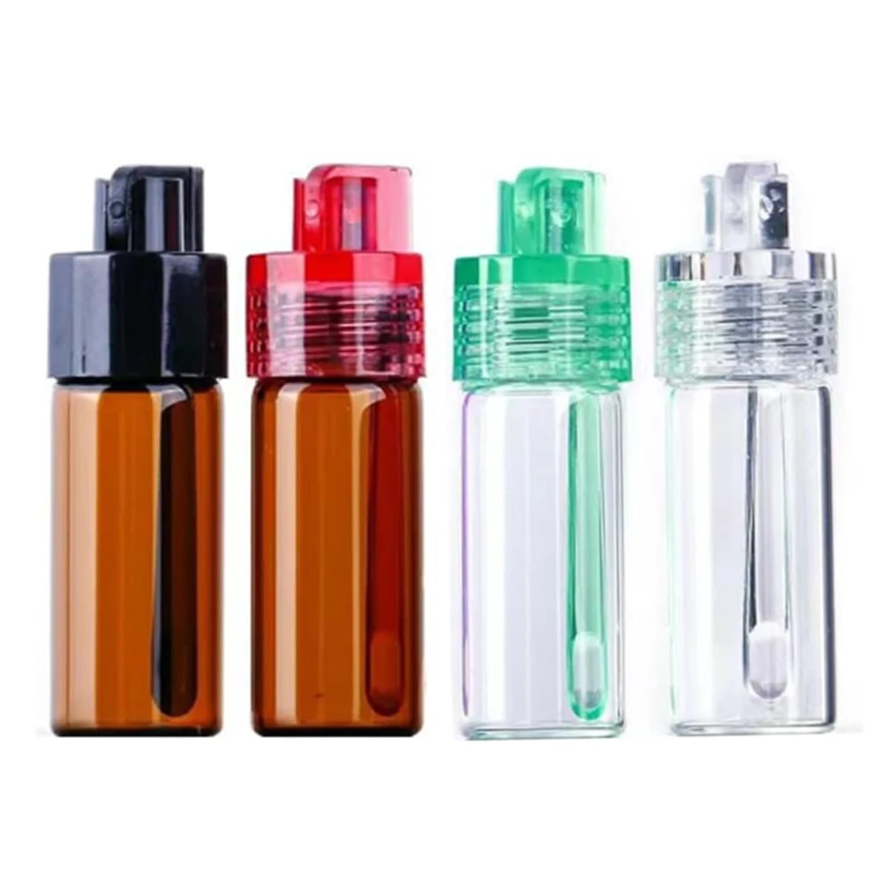 1/2/4/10Pcs Glass Storage Bottle Plastic Cover Spices Case Travel Box With Spoon Party Smoking Accessories Bullet Dispenser