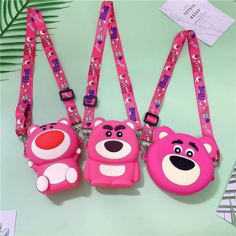 Disney Boys and Girls Fashion Croosbody Bags Cute Lotso Bear Kids Coin Wallet Lovely Hand Bag Children Mini Shoulder Bag