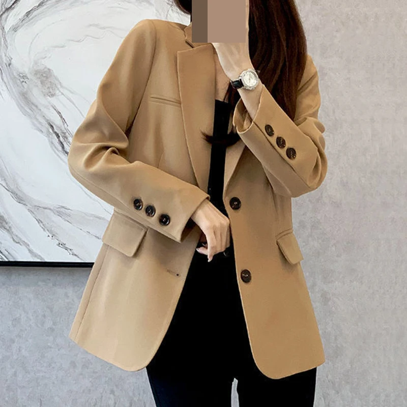2022 Spring and Autumn New Suit Jacket Women\'s Casual Slim Student Small Suit Women Solid Cotton Winter