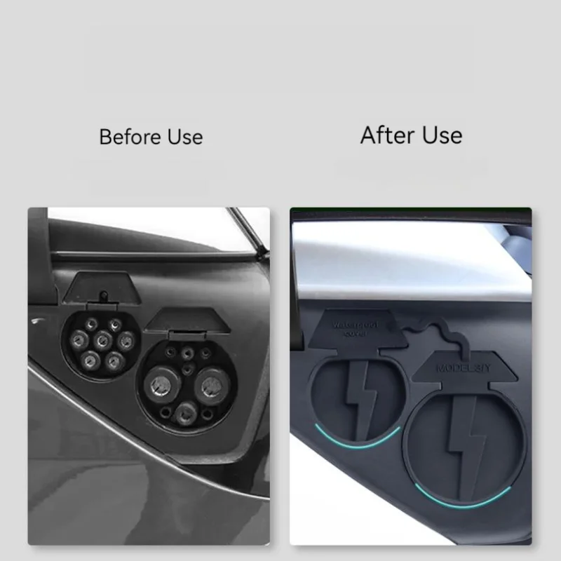 For Tesla Model 3 2017 - 2020 Model Y Silicone Car Charging Port Waterproof Cover Charger Hole Protector Dust Cover Cap CCS EU