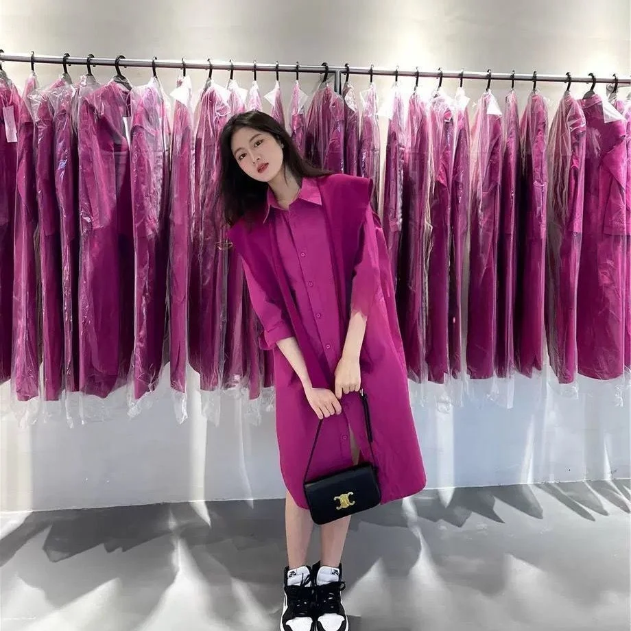 

plus Size 300 Pou Korean Sle Loose Pure Color Casual Midi irt Dr with oulder Scarf for plus Size Women