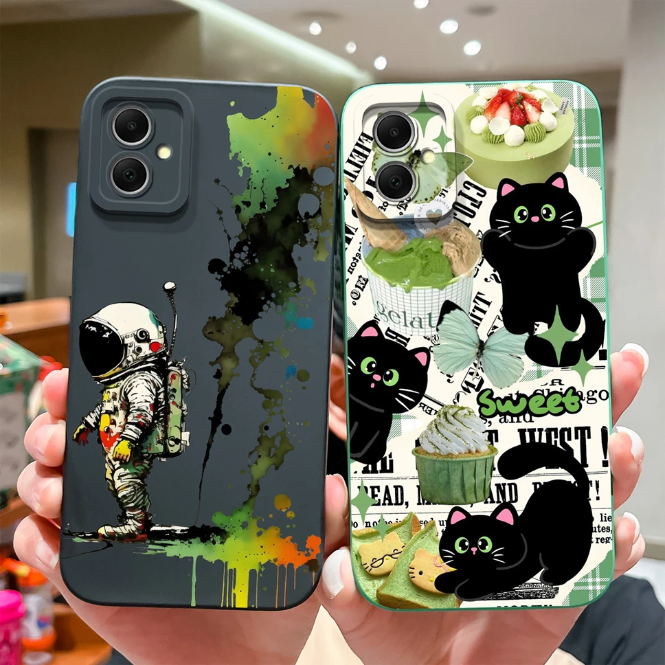 Phone Case For Samsung Galaxy A05 A05S Cute Healing Pattern Liquid Silicone Protective Back Cover For Samsung Galaxy A 05 Fundas