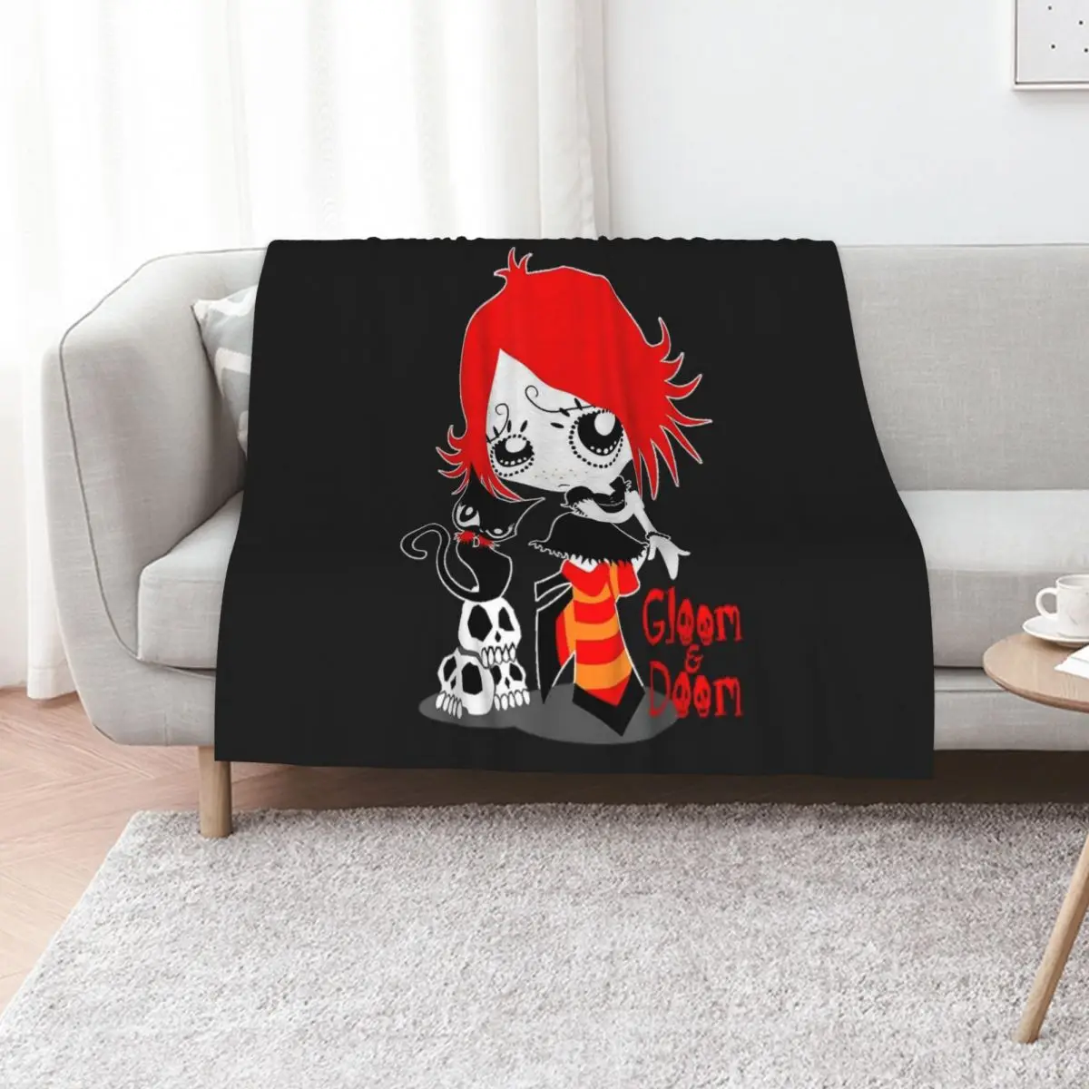 RUBYS GLOOMS AND DOOM KITTY Throw Blanket sofa bed Flannel Baby valentine gift ideas wednesday for babies Blankets