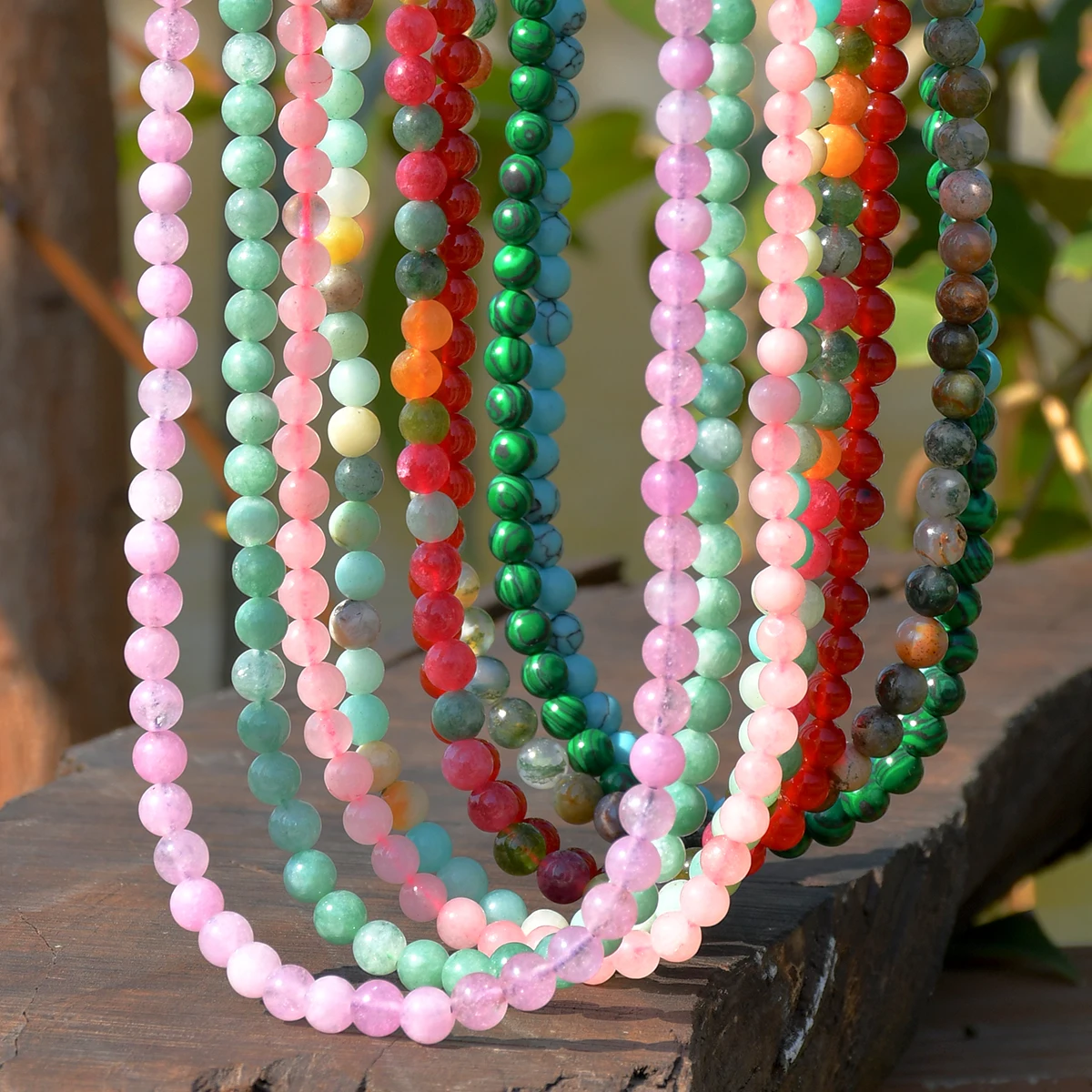 Yumfeel 6mm Natural Stone Necklace Bohemian Colorful Handmade Round Beaded Women Chokers Summer Vacation Beach Surf Jewelry - view 5