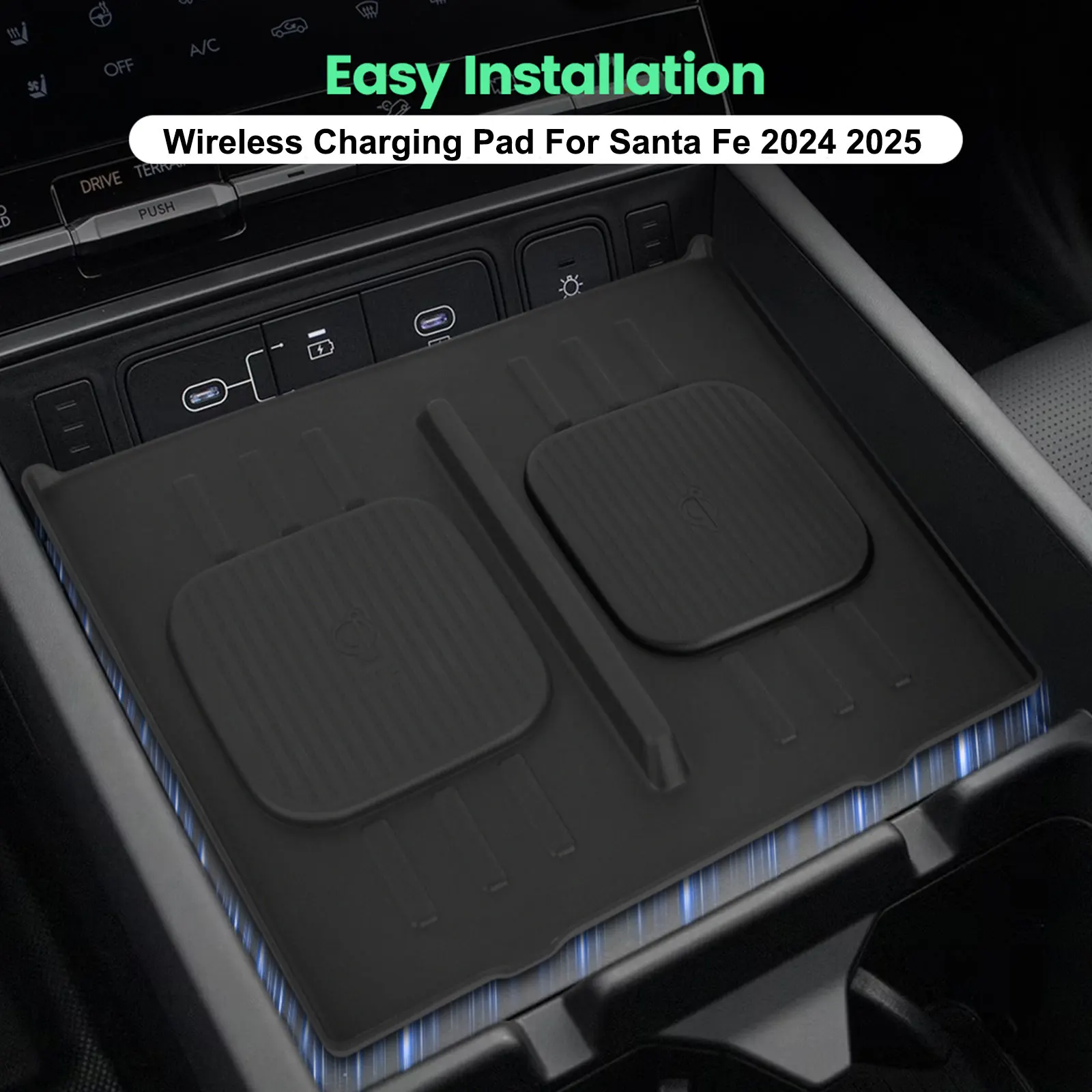 

For Santa Fe Phone Charger Mat for Hyundai Santa Fe 2024 2025 Wireless Charging Pad Car Interior Accessories Silicone Upgraded