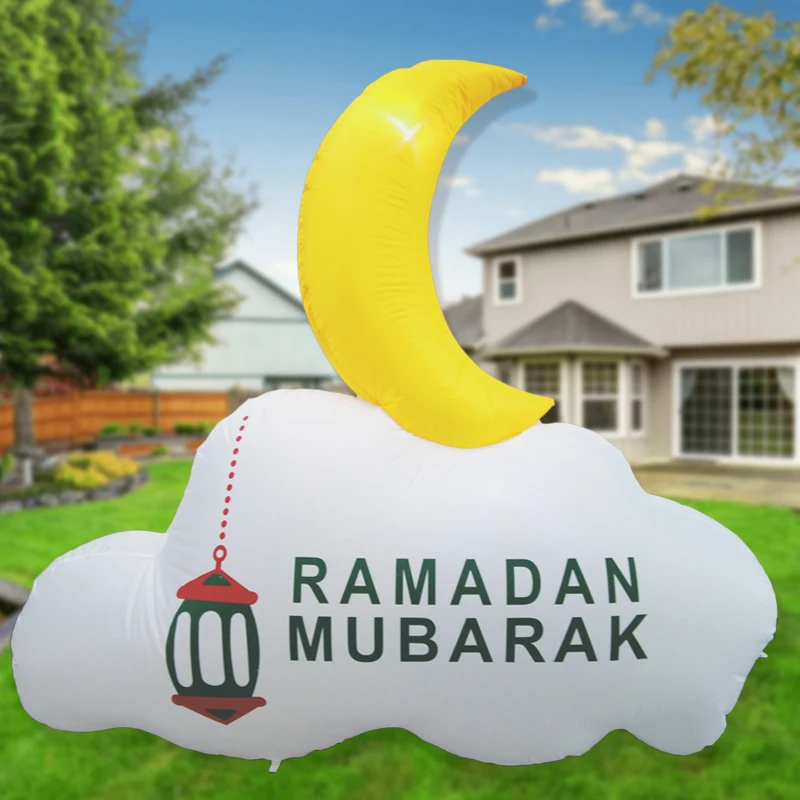 

Inflatable Ramadan Mubarak Decoration with LED Lights EID Mubarak Cloud Moon Ornaments for Outdoor Yard Garden Decor Kareem Gift