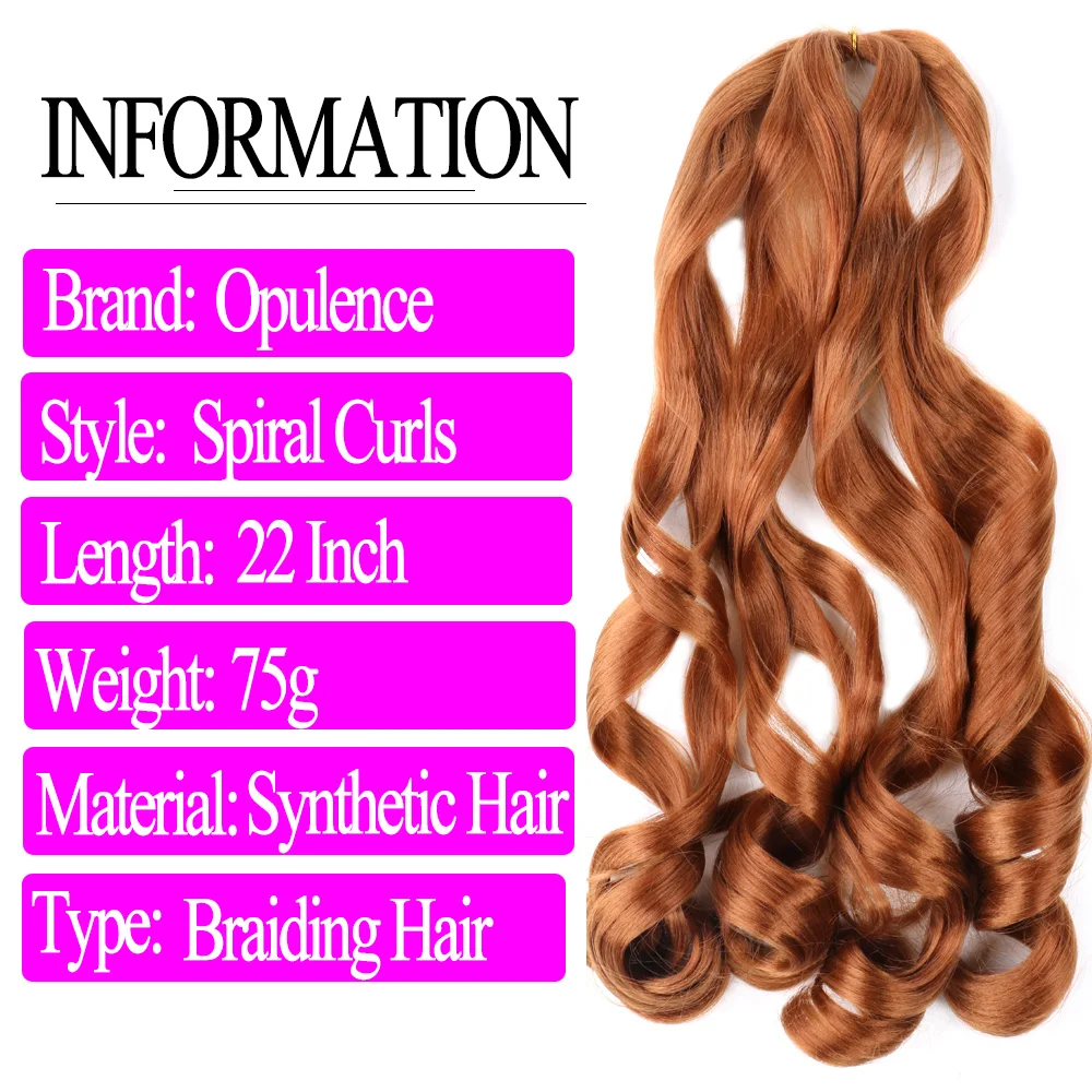 Estensioni dei capelli intrecciati con riccioli a spirale a onda sciolta Capelli sintetici Riccioli francesi Trecce Capelli pre allungati Ombre ad alta temperatura