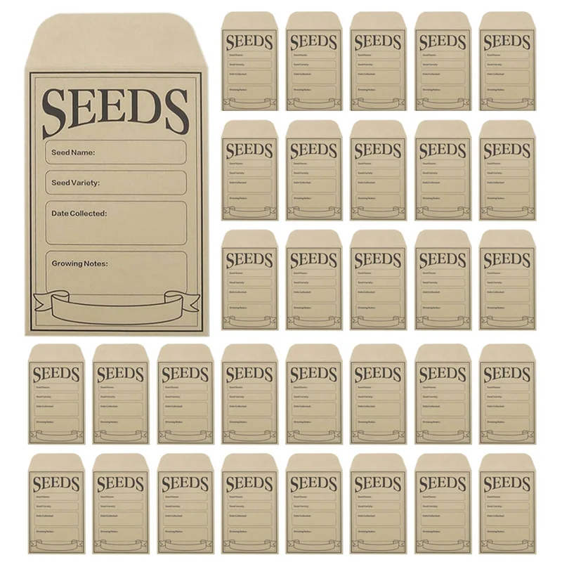 

HHO-300PCS Seed Packets Envelopes: Self Sealing Kraft Small Seed Envelopes For Seed Storage Resealable Seed Saving Envelopes