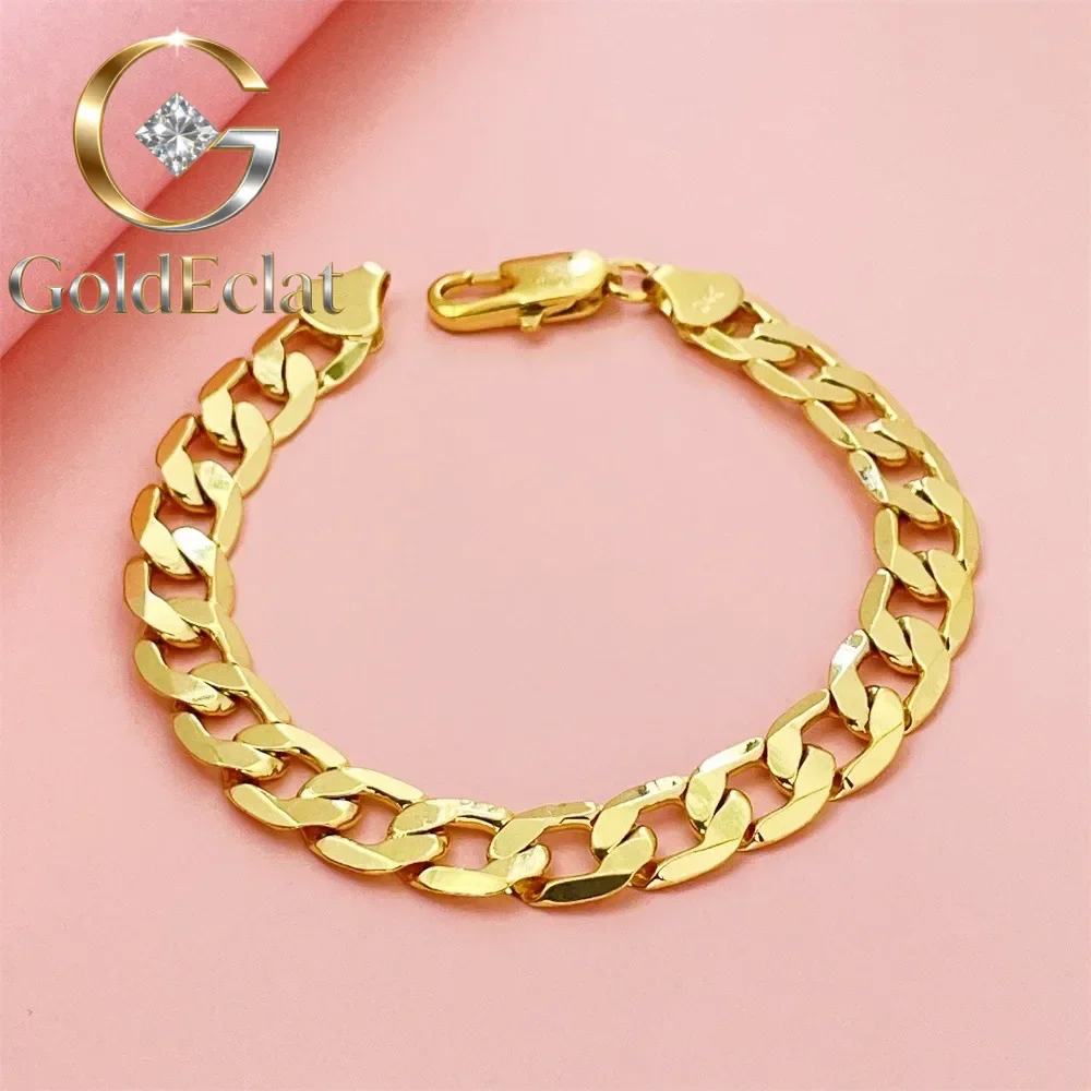 

GoldEclat Luxury 24K 9999 Pure Gold real gold Men's and Women's Bracelet 8mm Side Cuban One-to-One Bracelet