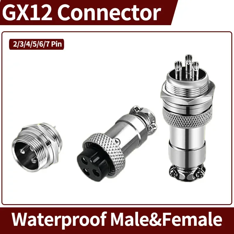 

5/20Set GX12 Nut Aviation Aviator Plug Socket Male and Female Docking Circular Waterproof Connector Cable Fixing 2 3 4 5 6 7 Pin