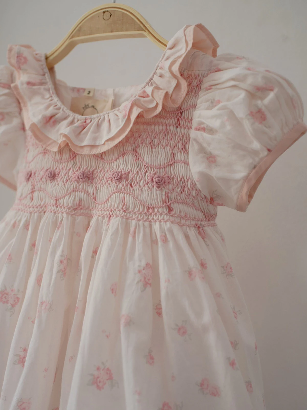 0-4Y Summer Girl Handmade Embroidery Floral Print Pink Smocked Dress With Shorts For Casual Party Birthday Wedding Photograph