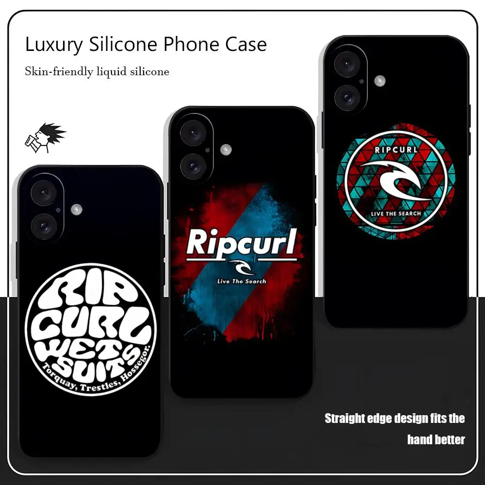 Marca r-Rip-curl LOOG capa de telefone quente para iPhone 16 15 14 13 12 11 X XR XS 8 Plus Mini Pro Max capa preta macia à prova de choque