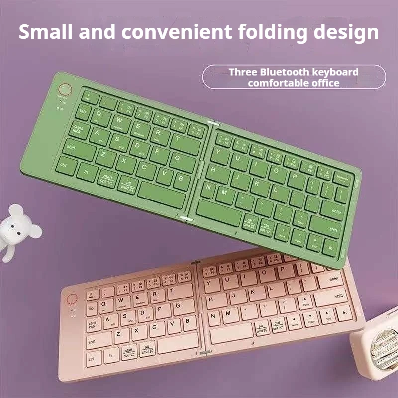 B023 Macaron Color Folding Bluetooth Wireless Keyboard Comes Phone Stand Available Multiple Colors Three System Compatibility