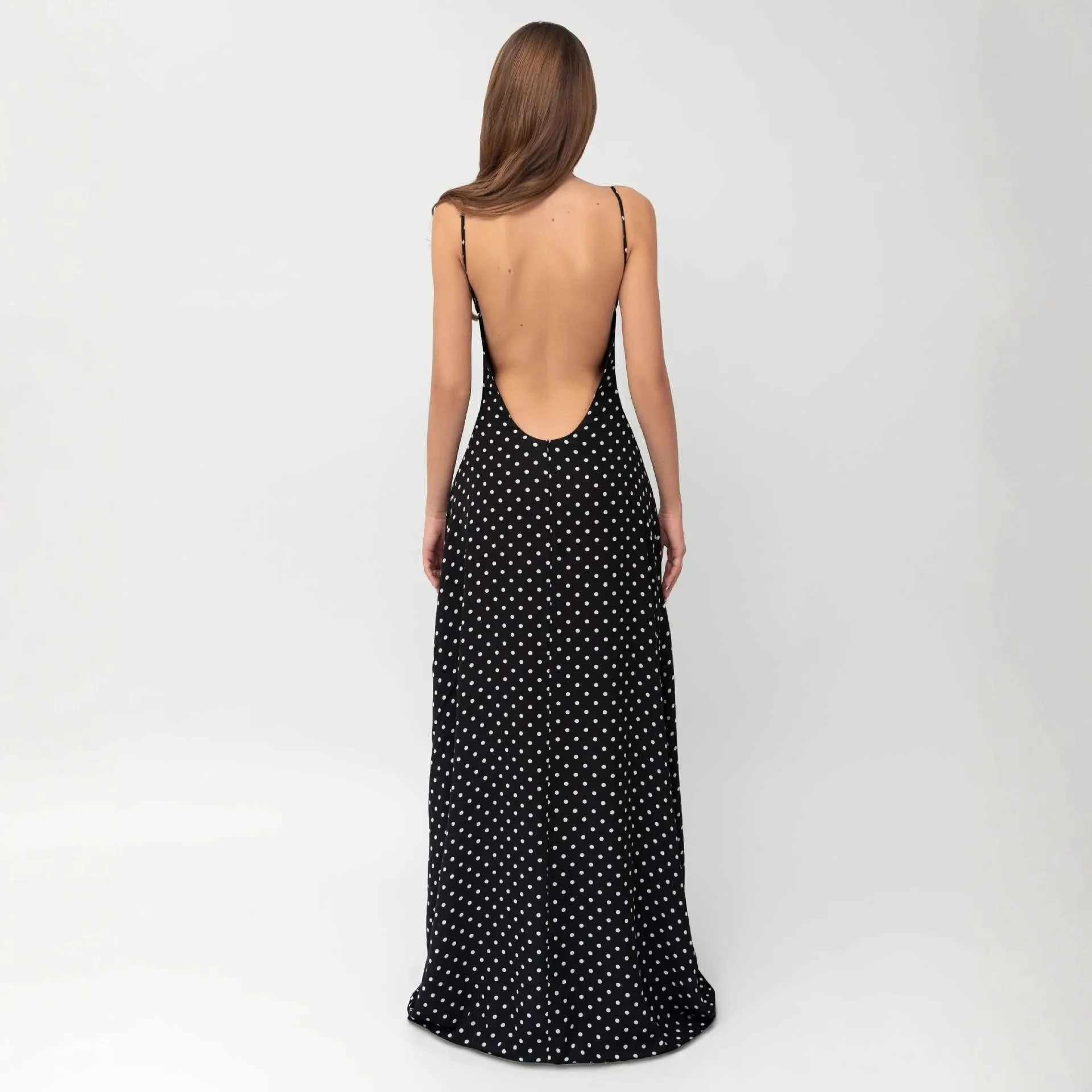 2026 Summer New Women's Clothing Temperament Polka Dot Sexy V-neck Suspender Backless Dress