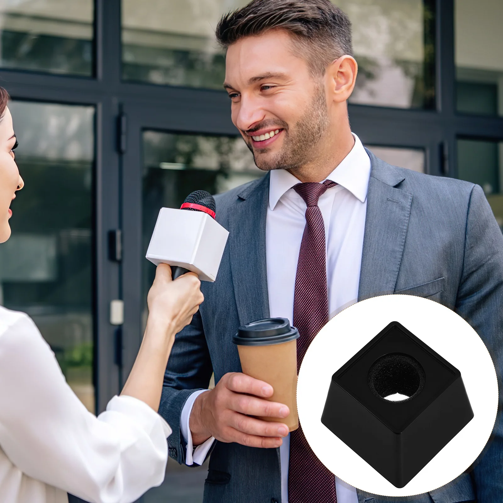 

Professional Microphone Logo Flag Box for Interviews Portable Station Design with Enhanced Grip Lightweight for Media Events