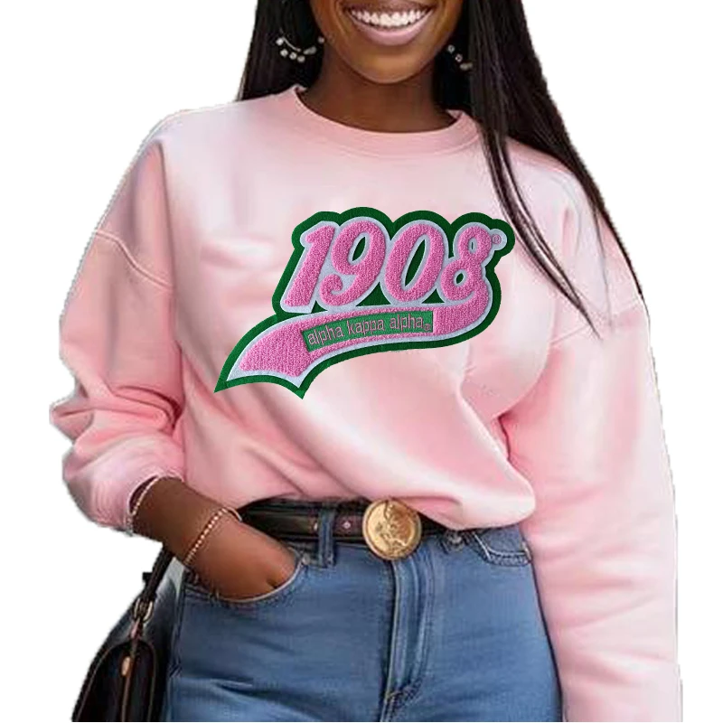 Cool Design AKA Alpha Kappa Alpha Ion on Patches, 1908 Chenille Embroidery Patch For Jacket, Sew on Backing
