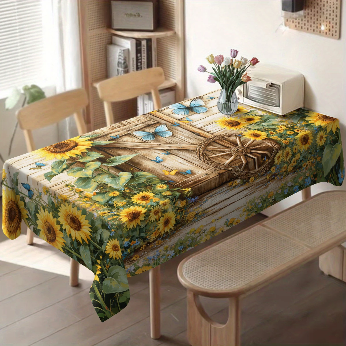 Vintage Egyptian Hieroglyph Pattern Polyester Tablecloth - Decorative Dining Table Cover, Stylish Exotic Home Table Decoration