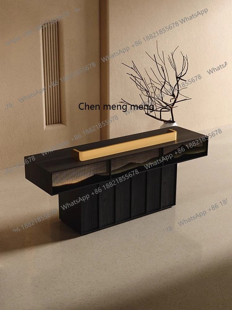 

Black light luxury checkout page counter simple modern new Chinese company reception desk bar