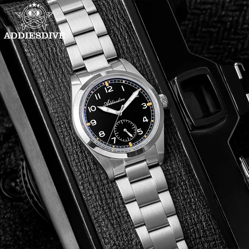 Jam Tangan ADDIESDIVE Custom Logo 36mm Pria Quartz VH60 BGW9 Luminous 10Bar Tahan Air Stainless Steel AD2099