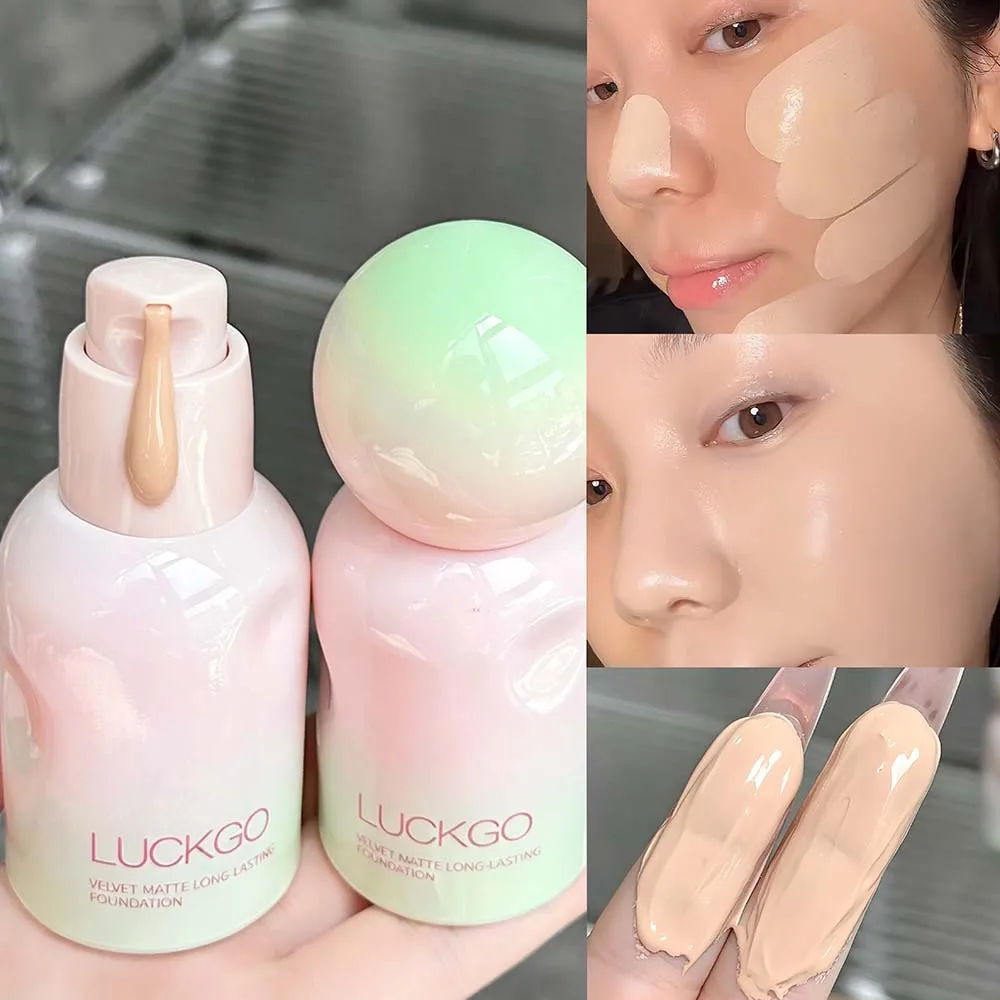 LUCKGO Velvet Matte Longwear Foundation, Moisturizing Skin Fusion Natural Makeup Texture Smooth Easy To Spread Affordable Domest