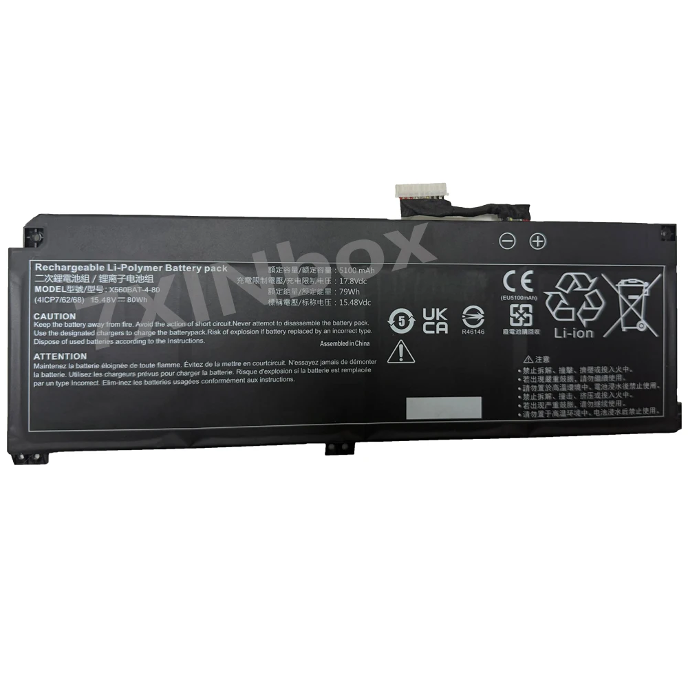 7XINbox 80Wh de alta capacidad para Clevo X560BAT-4-80 15,48 V 5100mAh batería de ordenador portátil 41CP7/62/68 nuevo