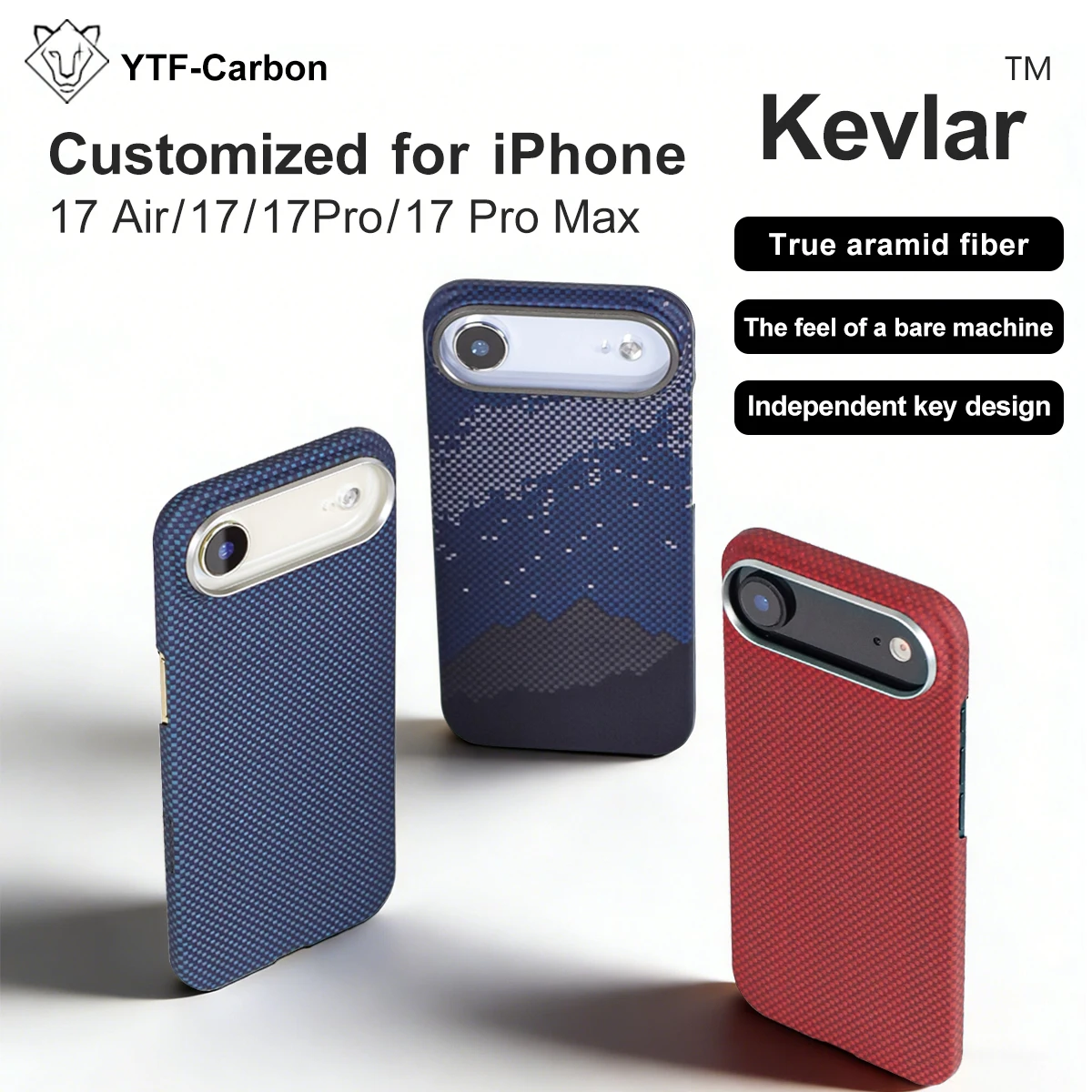 YTF-Carbon dla iPhone 17 Air Etui na telefon komórkowy Ultra-cienkie etui z Kevlaru Aramid 17 Pro Max Magnetyczne etui na iPhone 17 Pro