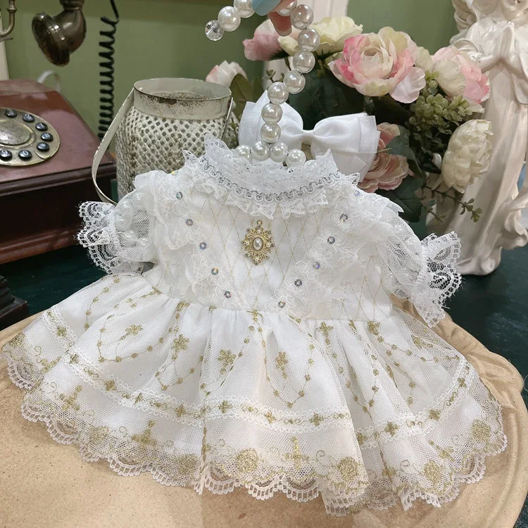 White Gold Silk Skirt 20CM Cotton Doll Clothes，Xingdailu /Lina /Beier Petticoats, 50-55CM Reborn Doll Dress