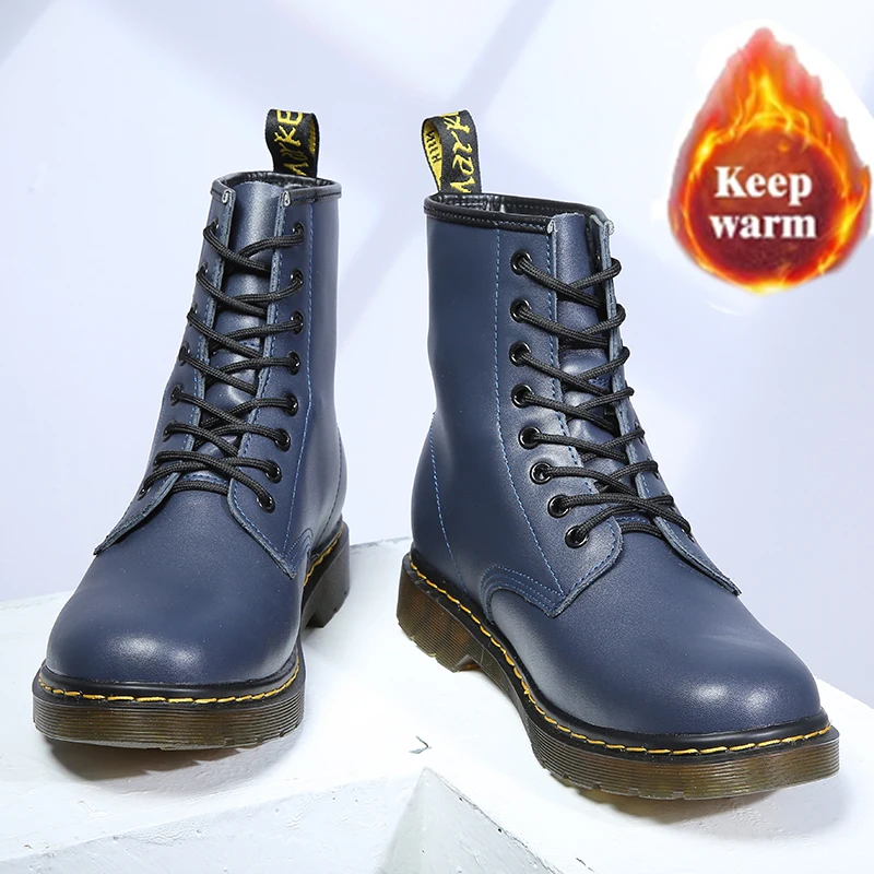 Botas altas, zapatos de cuero para Hombre, botines de motocicleta a la moda para Hombre, Botas de invierno con cordones, Botas para Hombre, zapatos de trabajo para Mujer