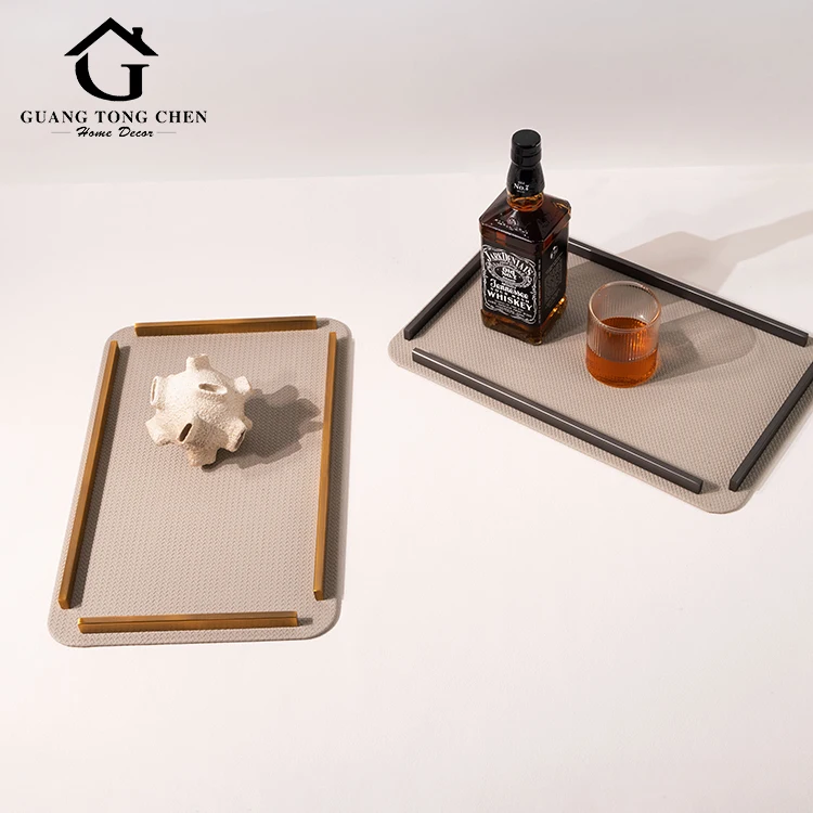 

Оптовые современные декоративные аксессуары для дома и отеля: кожаный поднос для хранения