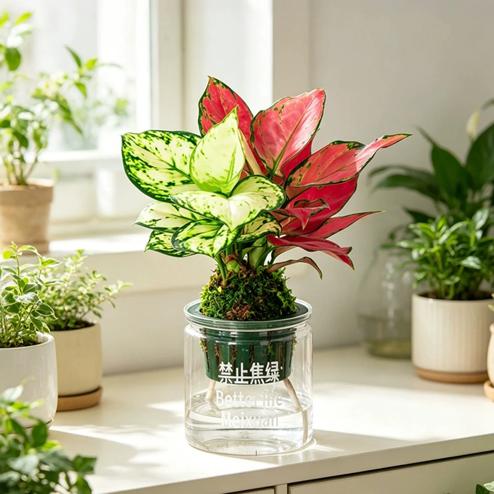 Gardening Lovers Planter Pot Moss Ball Container Transparent Self Watering Pot for Home Office Desk Decor Durable Plastic