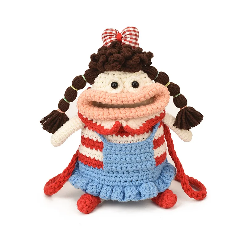 

Cute Big Mouth Unisex Women Shoulder Bag Handmade Yarn Crochet Crossbody Bag Autumn Winter New Bag
