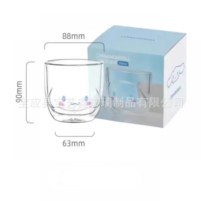 애니메이션 만화 산리오 헬로 키티 마이 멜로디 Cinnamoroll 더블 레이어 투명 유리 패션 새로운 아침 식사 우유 컵 커피 컵